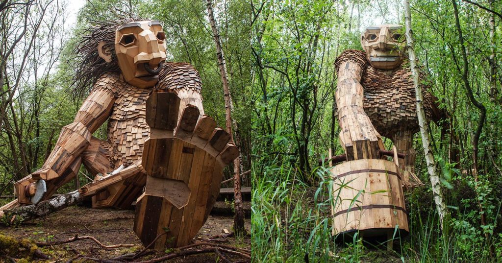 Trolls gigante creado por Thomas Dambo